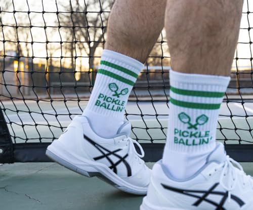 Performance Pickleball Crew Socks, Great Gift For Pickleball Lovers, Mens and Womens, One Size 8-132