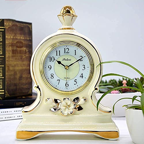 Mute Mantel Clock - Orologio da tavolo decorativo antico in ceramica per soggiorno, camera da letto, ufficio, ornamento retrò