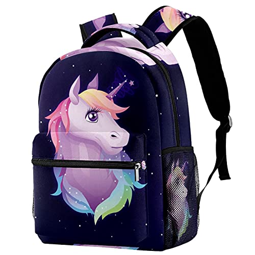 Sac à dos licorne pour fille et garçon avec motif arc-en-ciel multicolore