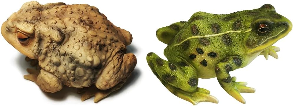 Green and Brown Frog Toad Sculptures Garden Statues Yard Art Resin Decorations Outdoor Garden Decor