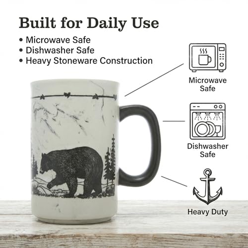 Taza de loza pesada Cape Shore 18oz con diseño de oso miniatura 3