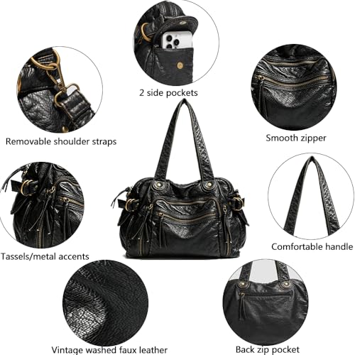 Bolsa Tote de Cuero Vegano Lavado para Mujer 13L miniatura 5