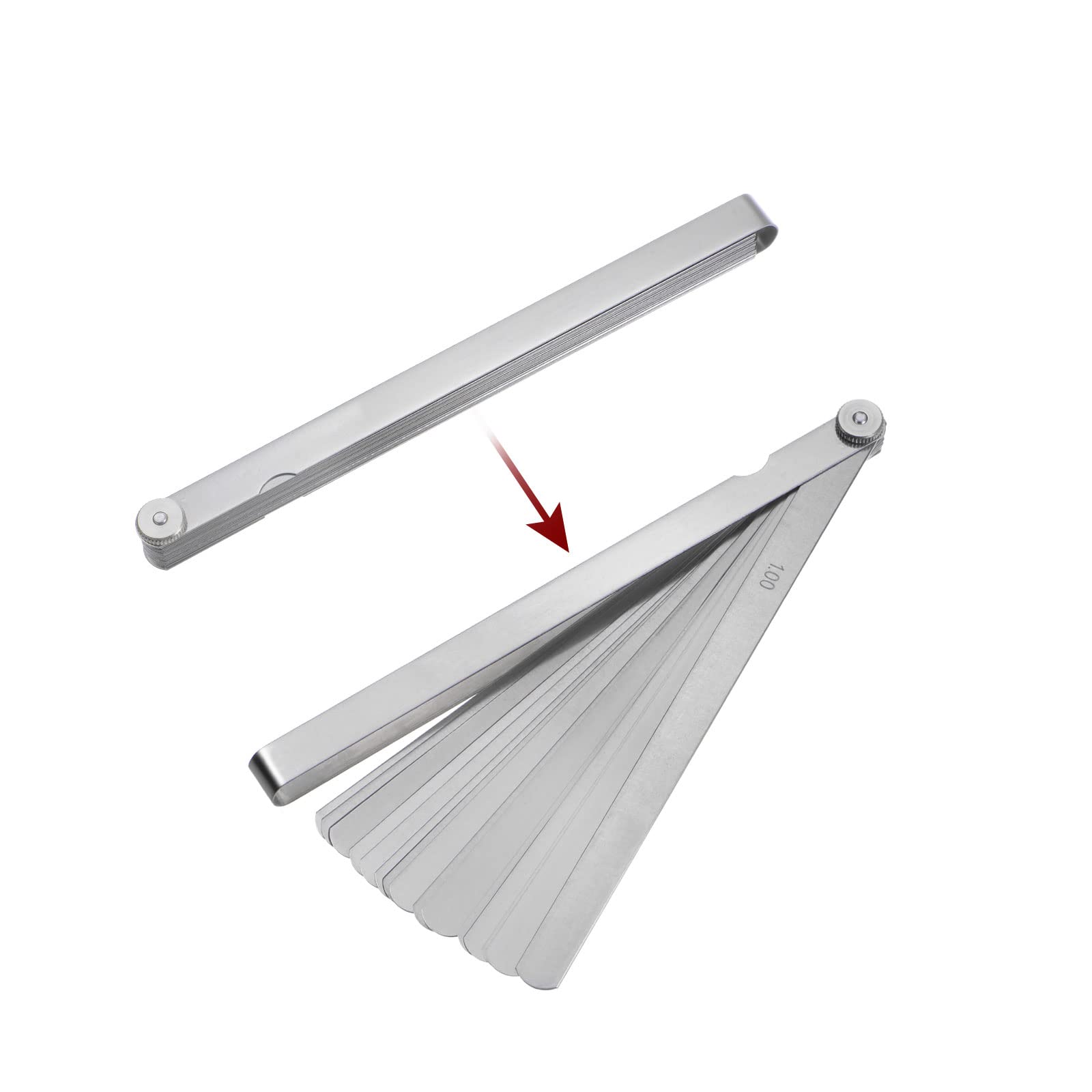 Sourcing Map Metric Feeler Gauge Set - 20 Blades 0.05-1.0mm, Stainless Steel Gap Measuring Tool For Mechanics