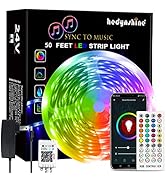 50Ft LED Strip Lights, Hedynshine Color Changing RGB Strip Lights for Bedroom,40 Key IR Remote Co...