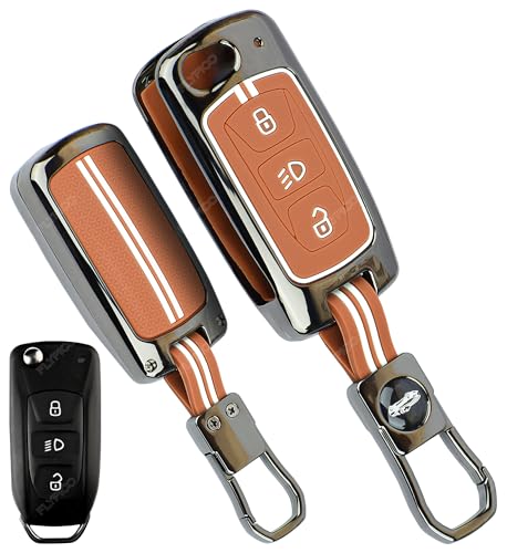 Image of Coll of Fest Premium Metal Silicone Brown Key Cover Compatible with Tata Nexon | Tata Harrier | Tata Safari | Tata Altroz | Tata Tiago | Tata Punch | Tata Tigor 3 Button Key Glow in Dark