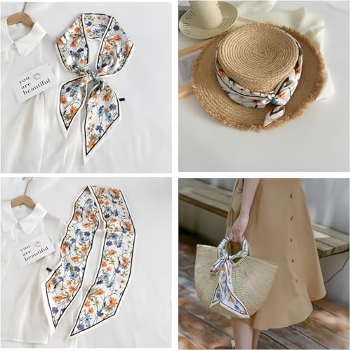 Image of Head Hair Scarf for Women,Silky Long Headscarf Purse Bag Scarfs for Handbag Fashion Satin Neck Scarves Accessories
