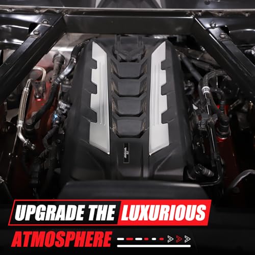Image of Sekhyna Engine Bay Panel Cover Trim 2PCS Compatible with Corvette C8 Stingray 2020-2025 Engine Cover Left Right Protective High Temperature Resistance Cover Trim Accessories (Silver)