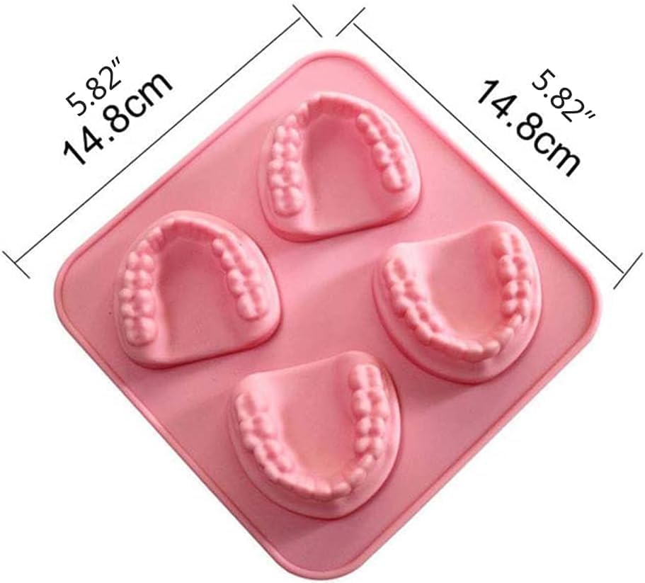 Molde para cubitos de hielo de silicona forma dientes 2 pzas miniatura 4