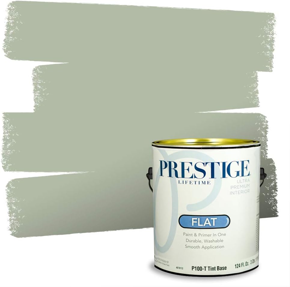 PRESTIGE Paints P400-P-HC-140BM Interior Paint and Primer In One Satin Comparable Match of Benjamin Moore, 1 gallon, Prescott Green