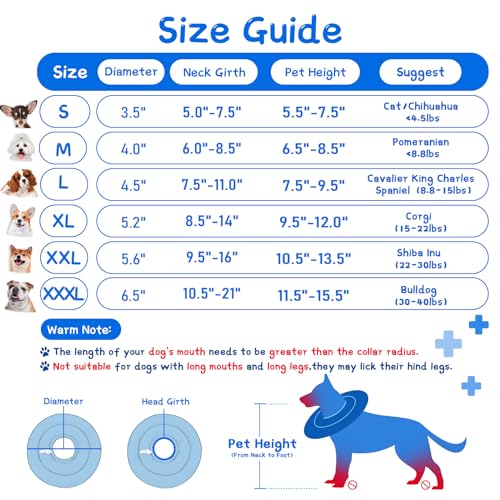 Image of Soft Dog Cones for Small Medium Dogs and Cats, Adjustable Dog Donut Collar Water Proof(Grey,XXXL-13)