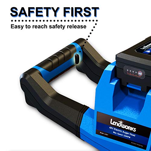 Landworks Earth Ice Auger Power Head Heavy Duty Eco-Friendly Electric with Brushless Motor 2Ah Battery and Charger Included (Auger Bit Sold Separately)