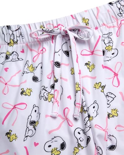 Image of COCO BRANDS Peanuts Snoopy Strawberry Shortcake Womens Pajama Sets - 2 Piece Short Sleeve Sleep Shirt and Pajama Shorts