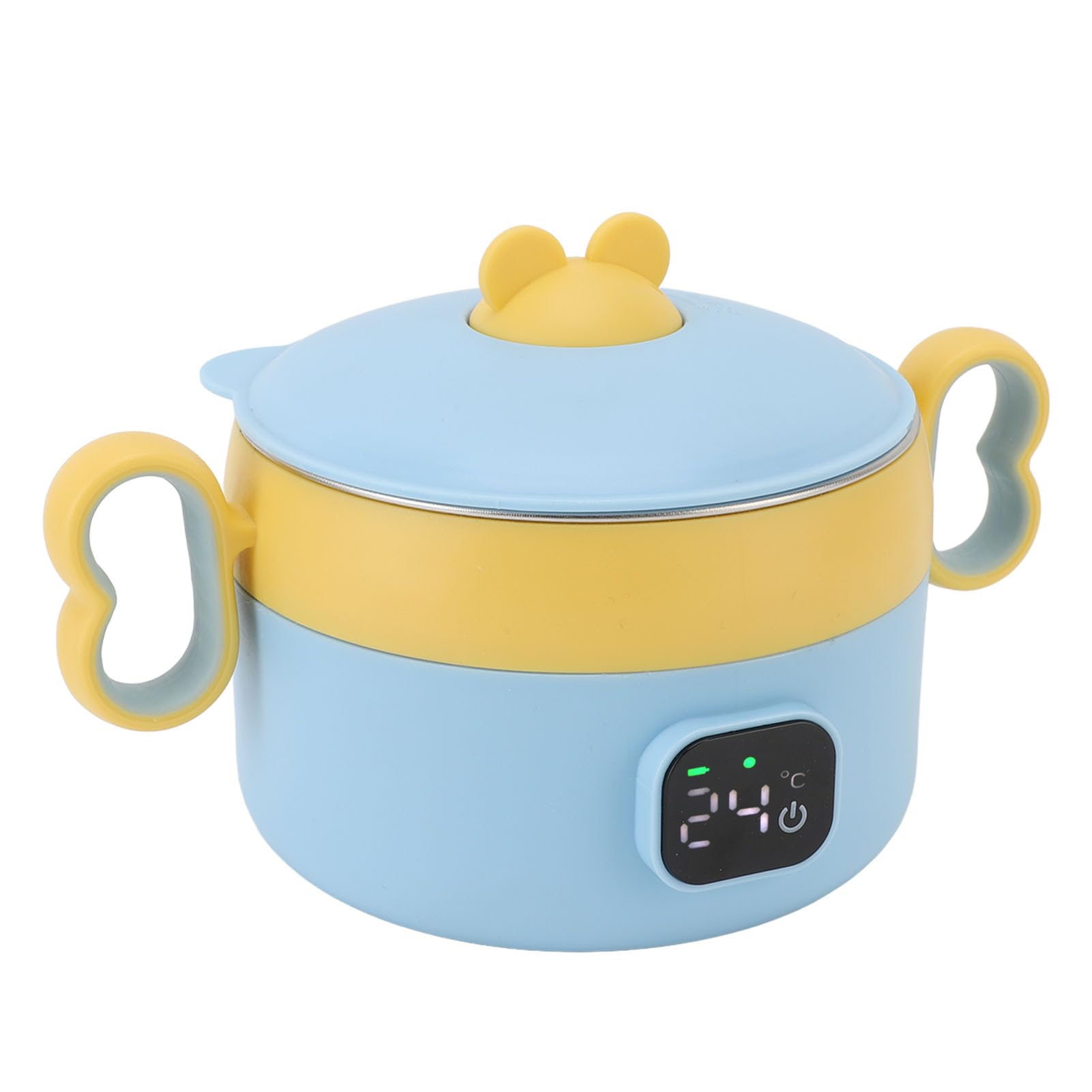 SIXRUN Scaldavivande Elettrico Ciotola con Riscaldamento Elettrico in Acciaio Inossidabile Lunch Box con 2000mAh USB Ricaricabile a Temperatura Costante Anti Scottatura per Viaggi a Casa Bambini