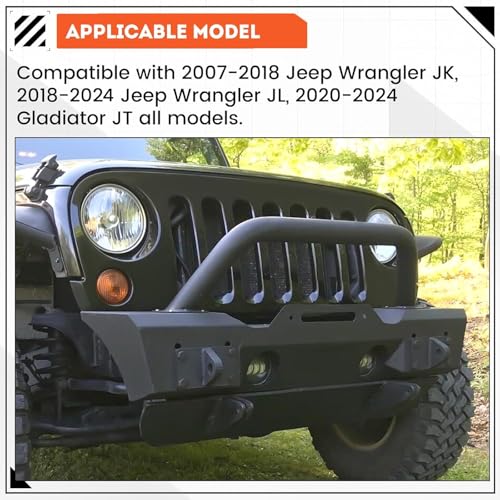Image of ECOTRIC Front Stubby Bumper Compatible with Wrangler JK JL Gladiator JT