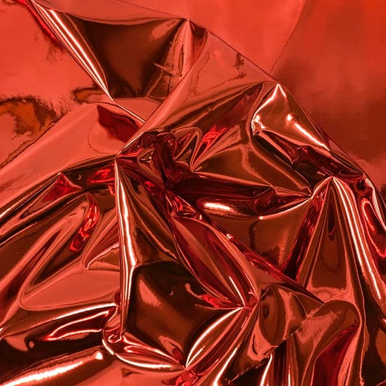 Red Chrome Reflective Mirror Vinyl Upholstery Crafting Fabric - Sold by The Yard - 54"
