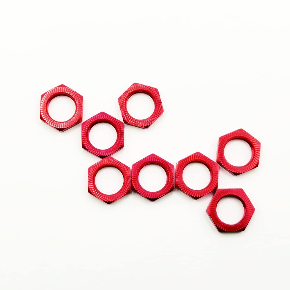 8X Alloy 17mm Wheel Nut for Arrma 6S Notorious Kraton Outcast Typhon Senton Talion Mojave Infraction Limitless Felony Upgrade Parts (Red)