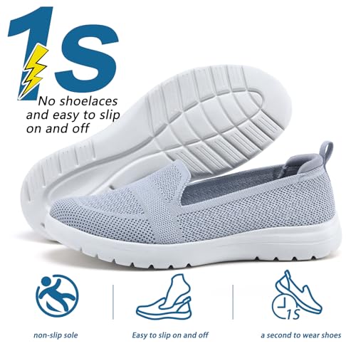 Image of Buyrew Loafers for Women - Comfortable Mesh Knit Slip On Walking Shoes with Arch Support - Dressy Business Casual Work Flats for Standing All Day - Lightweight Breathable Penny Loafers