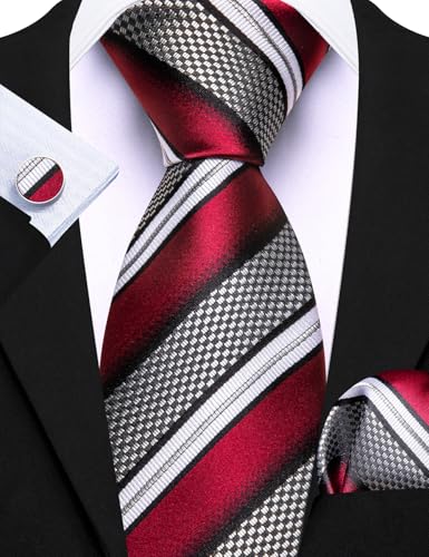 Image of Barry.Wang Designer Mens Tie Sets Collection, Eleagnt Gift Box Tie Clips Handkerchief Cufflink Set