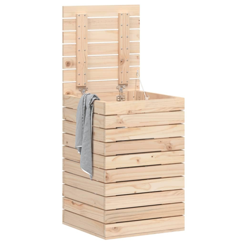 Wäschetruhe aus massivem Kiefernholz 44 x 44 x 66 cm mit Deckel und Tragegriff, Wäschekorb für wäschebox Ordnung im Haushalt