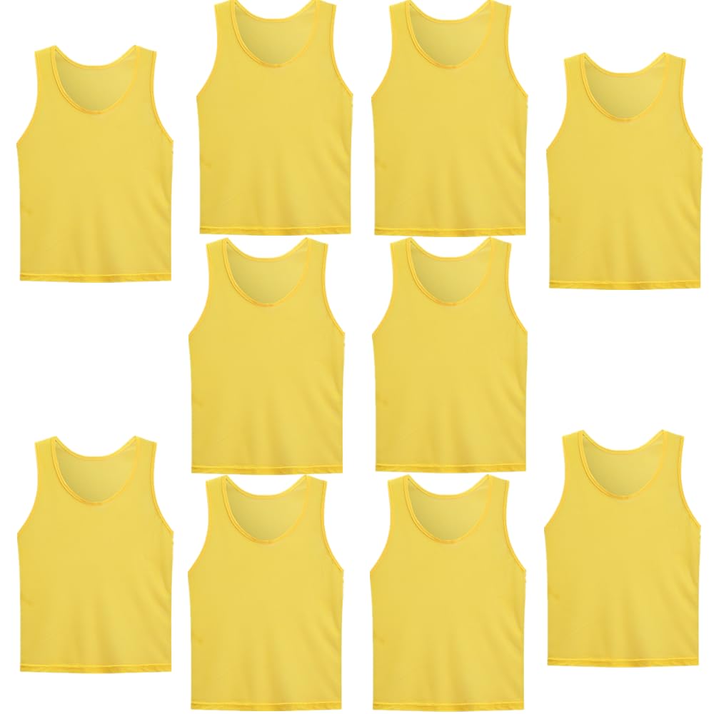 10er Set Fußball Leibchen für Erwachsene,Trainingsleibchen,70 * 62 cm,ohne Logo,Team-Spiel Bibs,Unisex-Designs Jugend Sport Fussballtraining,Westen fürs Teamtraining,Höhe:170-200cm