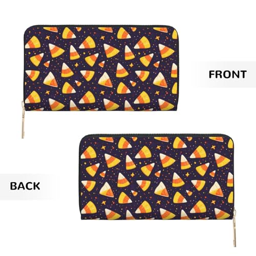 Cartoon Cute Corn Kernels Print Wallet Women Men, Long PU Leather Wallets for Women, Cute Womens Travel Wallet Purse Pouch with Zipper Pocket2