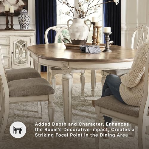 Signature Design by Ashley Extendable Round to Oval Dining Table, White - image 7