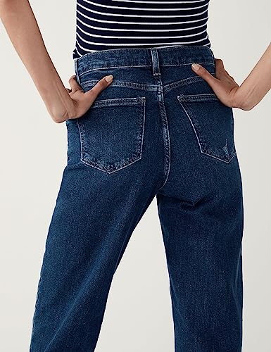 Image of Marks & Spencer Womens Light Wash High Rise Boyfriend Fit Jeans