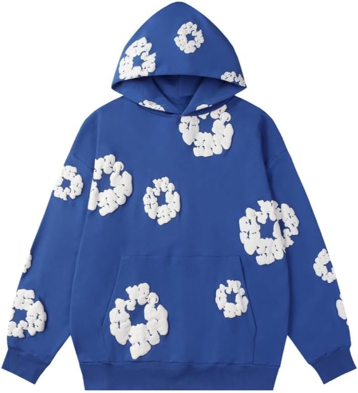 Y2K casual men's and women's foam printed hoodies, street retro fashion couple sportswear tops