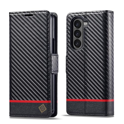 Étui pour Samsung Z Fold 6 pochette portefeuille carbone protégeant l'écran
