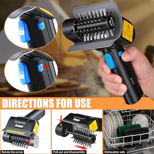 Zoeger Upgraded Electric Grill Brush High Torque 2 in 1 Kit Power BBQ Cleaning Cordless - image 7