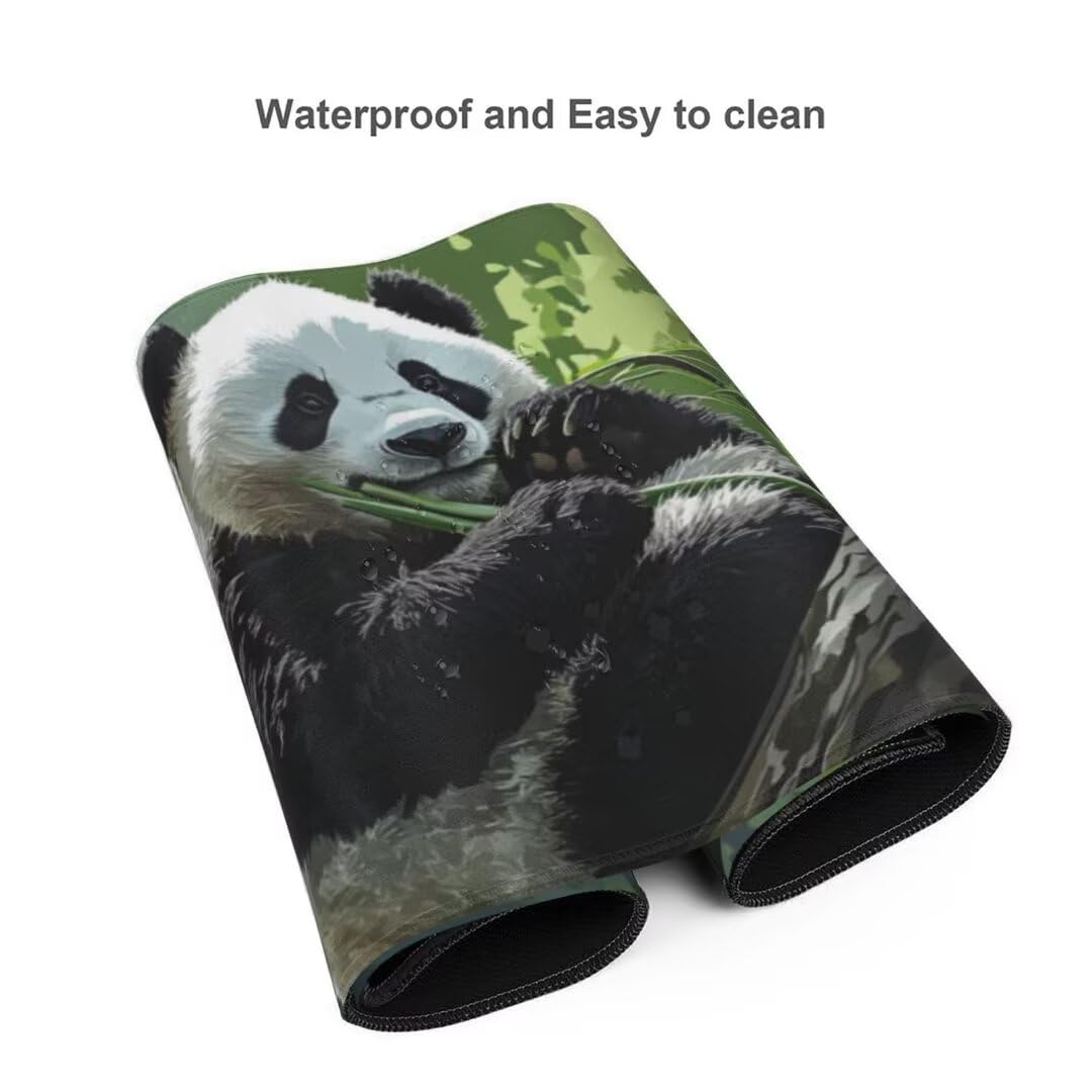 Alfombrilla Ratón XXL, 1000x600x3mm Impermeable Alfombrilla Ratón Bosque Panda Gigante Alfombrilla Raton, Mouse Pad XXL Base Antideslizante Mejora Precisión Velocidad, Ideal Oficina Accesorio Gaming