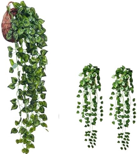 kit 2 Planta Artificial Pendente Folhagem Peperomia Decoração Toq...
