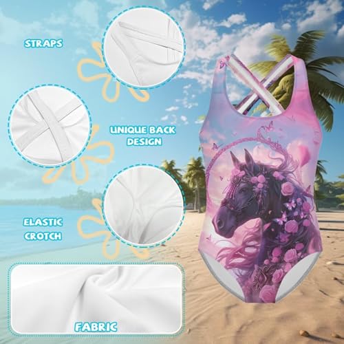 Image of INSTANTARTS Girls One Piece Swimwear Sleeveless Crossback Swimsuits