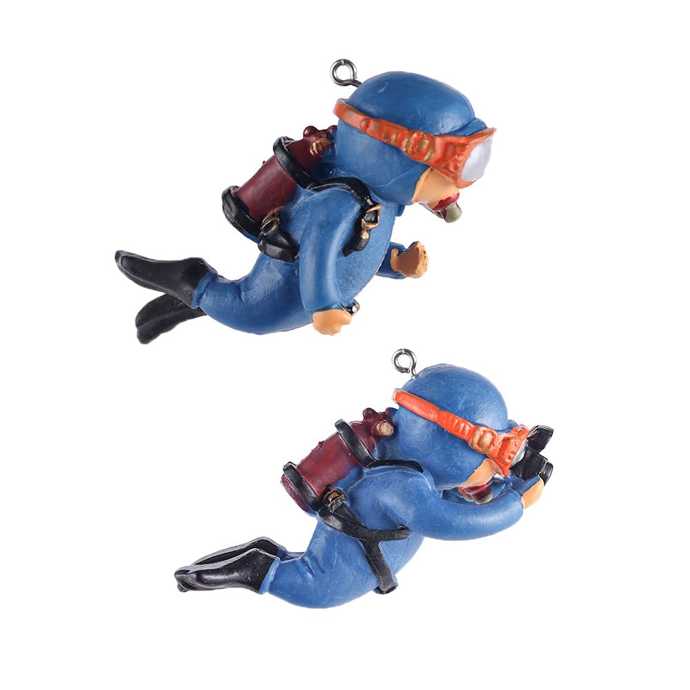 Xspring Fish Tank Decoration, 2 Pcs Floating Device Fish Tank Ornament, Lovely Diver Aquarium Decoration, Suitable for Large and Small Fish Tank Aquarium Decoration (Blue)