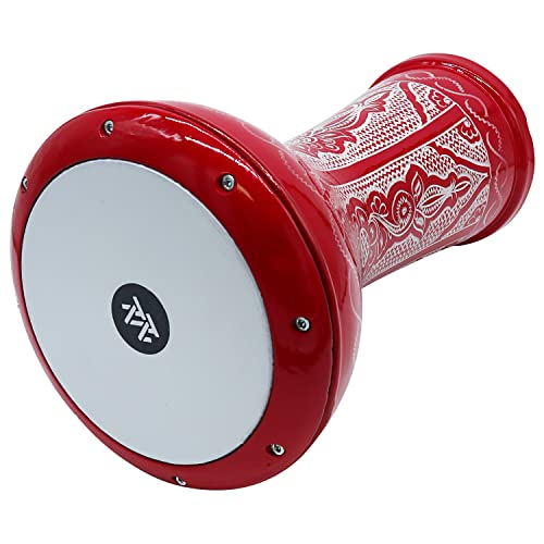 The 17'' Wave Zaza Percussion Egyptian Style Darbuka Doumbek (Glowing Red - Engraved)