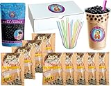 MILK TEA DeDe Instant Boba Tea Kit 9 Milk Tea Latte Drink Packets, Fat Straws & Boba Kit Gift Box
