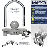 MASKO® Anhängerschloss für gängige Anhängerkupplung einfache Montage Diebstahlschutz Diebstahl Anhänger Sicherung 4 Schlüssel extra sicher Kreuzschloss, Inkl. Deckelschutz, Grau - 2