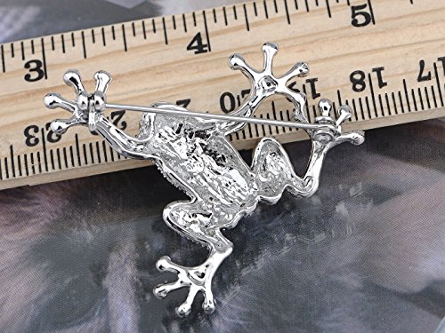 Image of Alilang Silvery Tone Clear Crystal Colored Rhinestones Frog Toad Brooch Pin