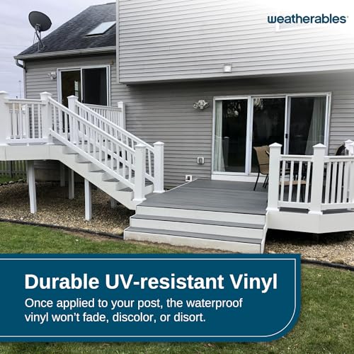 Weatherables 5x5 Post Sleeve – Weatherproof Premium Outdoor Vinyl Post Cover for Lasting Durability and Easy Installation on Decks, Patios, Porches or Mailbox Posts (5" x 5" x 60", White)