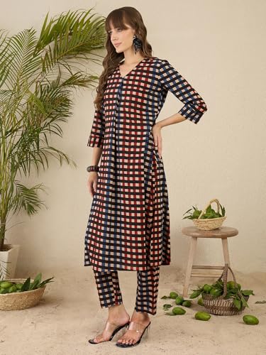 Image of INDO ERA Women Pure Cotton Kurta Palazzo Set | Printed Kurta with Palazzo Pants | Summer Friendly, Office Wear Co-Ord Set | Cord Set For Women Cotton