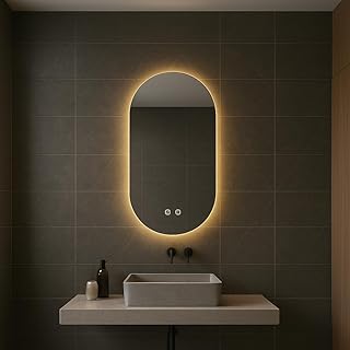 Comprar Bayt Espejo de baño – Espejo de pared ovalado con iluminación - Antivaho -2 modos de luz – 50x90 cm – blanco