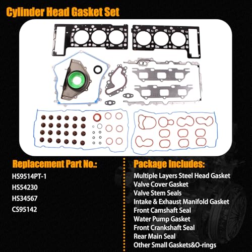 Image of AUCERAMIC HS9514PT-1 Engine MLS Full Cylinder Head Gasket Set Fit 2009-2010 for Chrysler 300 chrysler sebring, for 2009-2010 for Dodge Avenger Charger 2.7L V6 DOHC VIN D HS54230