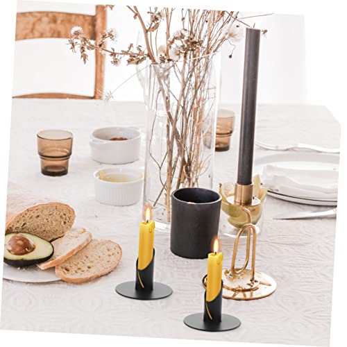 Cabilock 2pcs Metal Pillar Candle Holder Festival Candle Holder Table Candle Holder Centerpieces Metal Decor Taper Candle Holders Desk Candle Holder Dinner Party Wedding Wrought Iron Props