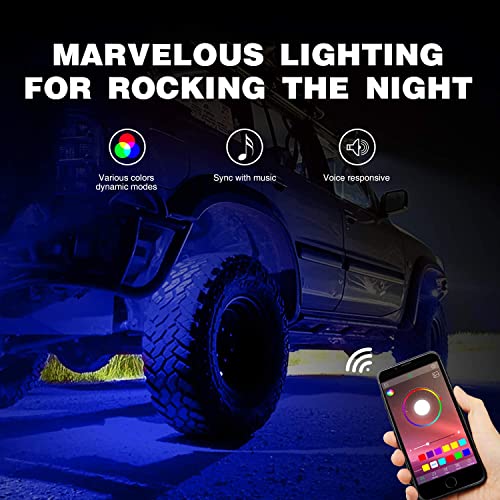 Image of Nilight RGB LED Rock Lights Kit 8PCS Underglow Pod Lights
