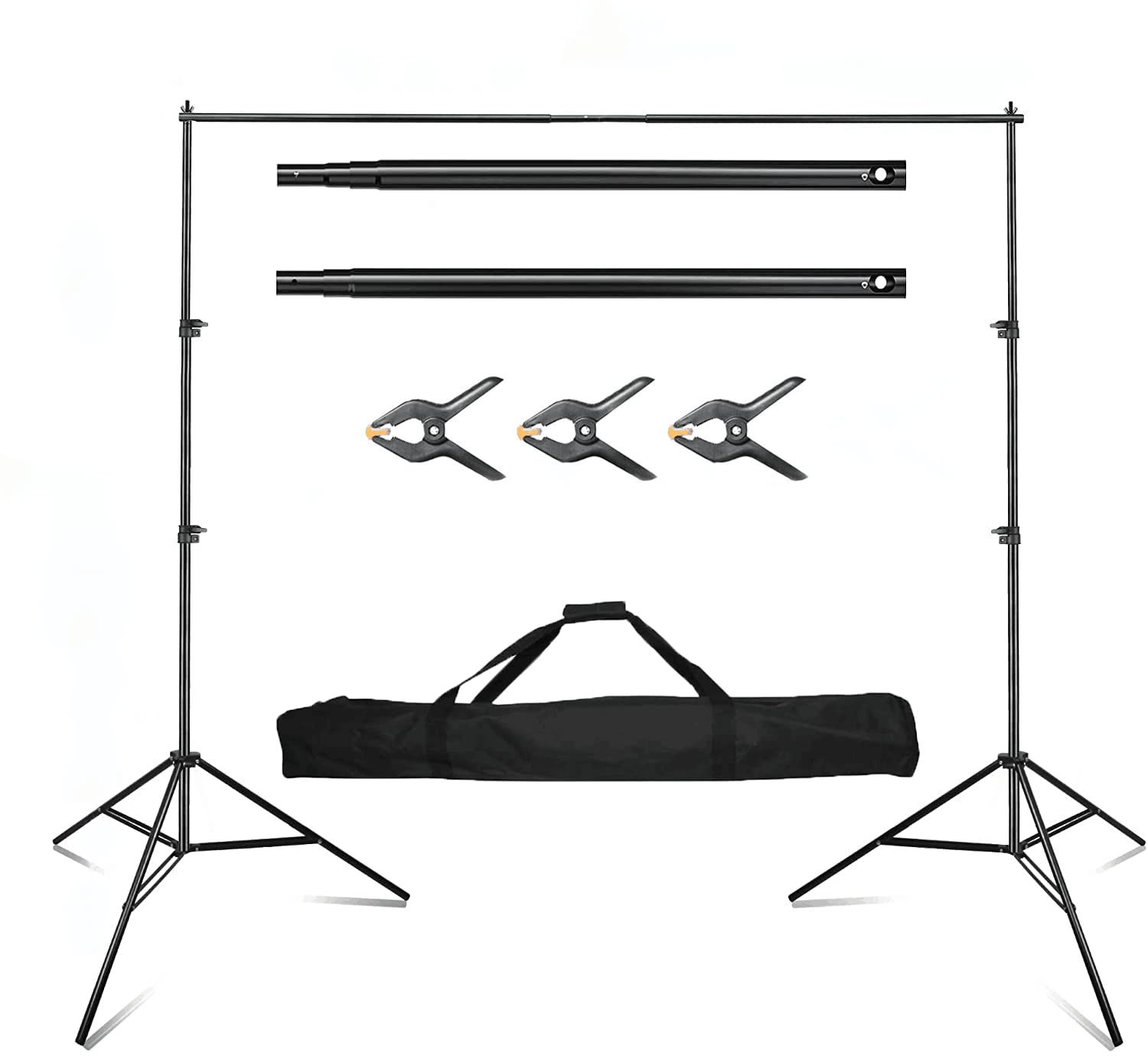 Qoolfoto Backdrop Stand 7x10 ft/2x3m, Adjustable Photography Background Stand for Party Decoration?Photo Video Studio with Clamp, Carry Bag