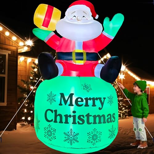 8ft Sitted Santa Claus Inflatable: Festive Yard Decor with Built-in LEDs