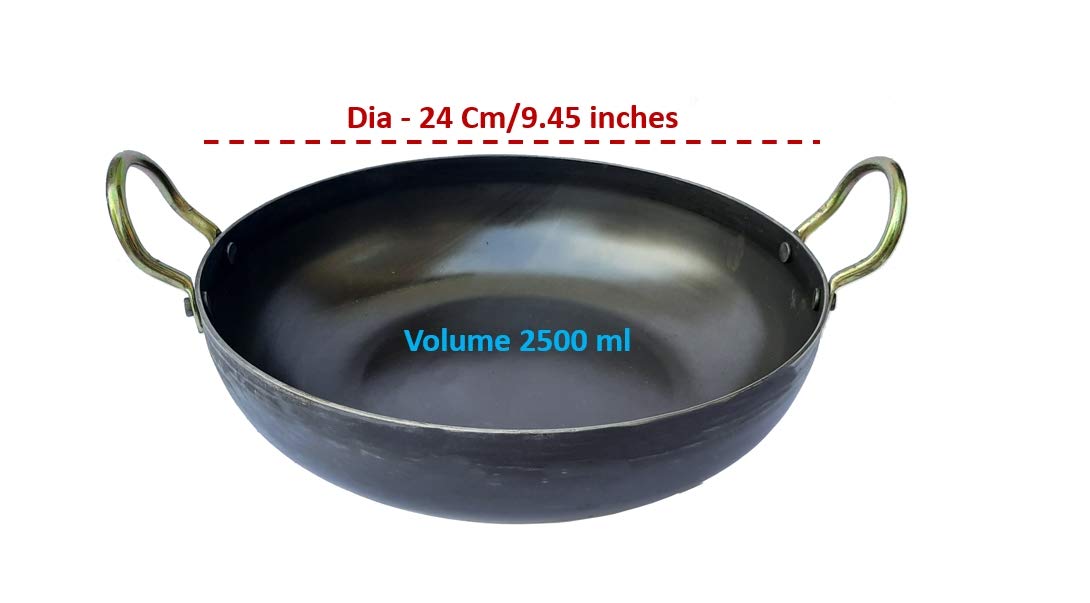 LooksGood Ruff & TUFF 100% Iron Kadahi/Karahi/Pan Kadhai 24.1 cm with 2.5 Ltrs Capacity(Iron) 1