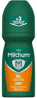 MitchumMen 48HR Protection Roll-On Deodorant & Antiperspirant, Sport, 100ml