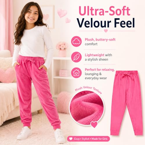 Image of BTween Girls 3 Pack Velour Jogger Pant Set Solid, Tie Dye or Camo Sweatpants for Girls