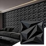 janasse 3D Wall Panel for Interior Wall Decor, PVC Wall Panels for Living Room Bedroom Game Room, Black Wall Panels for Lobby Hotel Office, 12''x12'' Cover 19.Sq.Ft.(20 Packs)